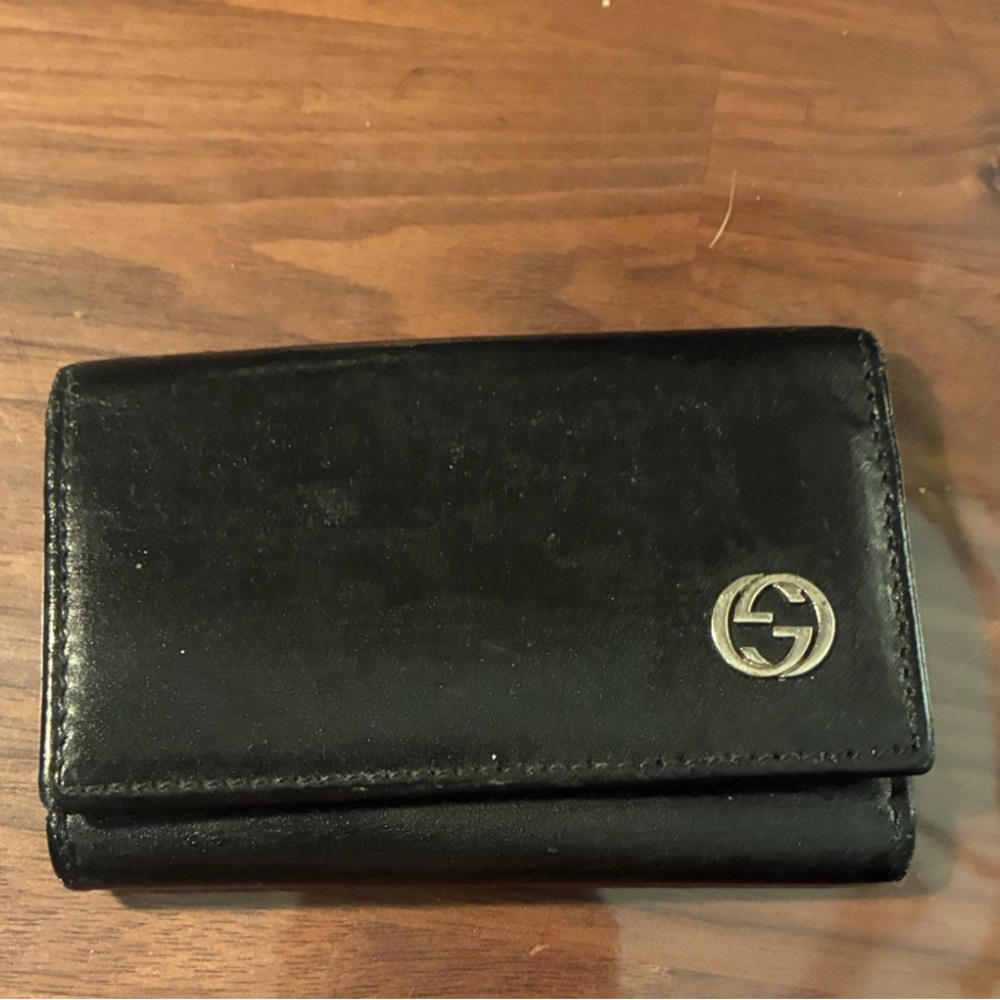 Gucci Black Leather Wallet with Silver Logo Leather Key Holder Italy - Picture 7 of 7